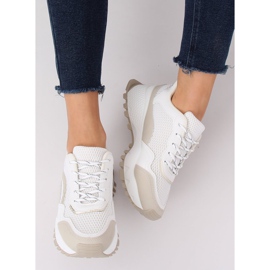 LA87P Calzado deportivo beige blanco y beige marrón 2