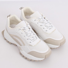 LA87P Calzado deportivo beige blanco y beige marrón 4