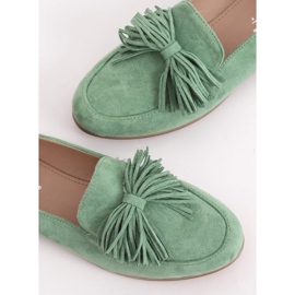 Mocasines de mujer verde con flecos T357P Verde 1 Mocasines de mujer verde con flecos T357P Verde 1