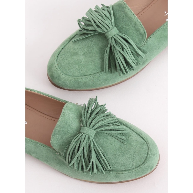 Mocasines de mujer verde con flecos T357P Verde 1 Mocasines de mujer verde con flecos T357P Verde 1