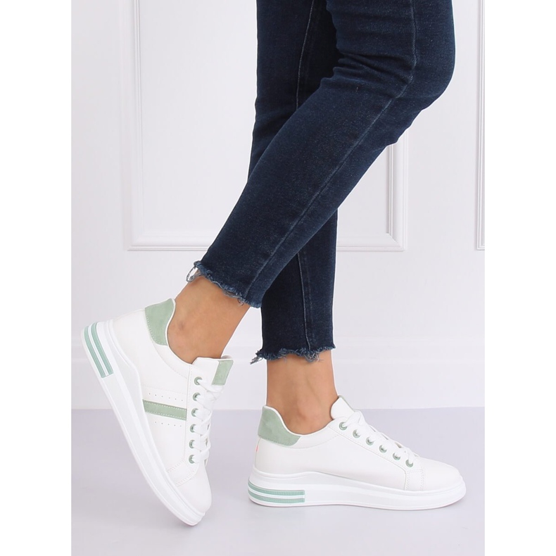 Zapatillas deportivas de mujer blancas BL201P Verde blanco 1 Zapatillas deportivas de mujer blancas BL201P Verde blanco 1