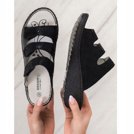 Goodin Pantuflas de Piel Negra negro 2 Goodin Pantuflas de Piel Negra negro 2