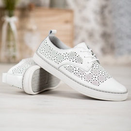 Goodin Zapatillas de cuero blancas blanco 2