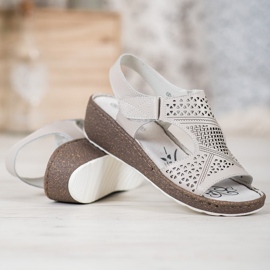 Goodin Sandalias de cuña caladas gris 3
