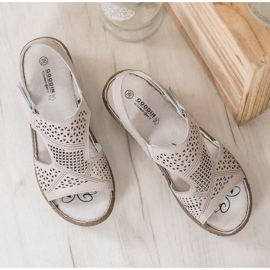 Goodin Sandalias de cuña caladas gris 4