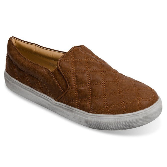 Resbalón acolchado sin cordones 9033 Camel marrón 1