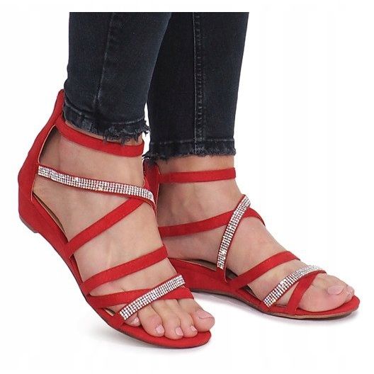 Sandalias rojas en un delicado tacón de cuña Gossamer rojo 1 Sandalias rojas en un delicado tacón de cuña Gossamer rojo 1