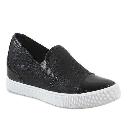 Zapatillas negras en la cuña DD437-1 negro 1