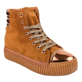 Zapatillas de mujer marrones con plataforma TL-53 marrón 1