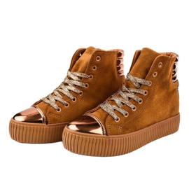 Zapatillas de mujer marrones con plataforma TL-53 marrón 2