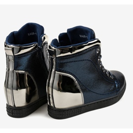 Deportivas lacadas en azul marino con cuña R469-1 4