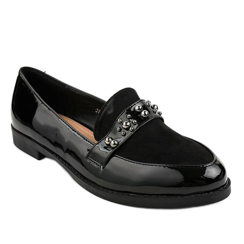 Zapatos negros sin cordones con tachuelas JN-27 1