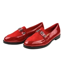 Zapatos sin cordones rojos con tachuelas JN-27 2