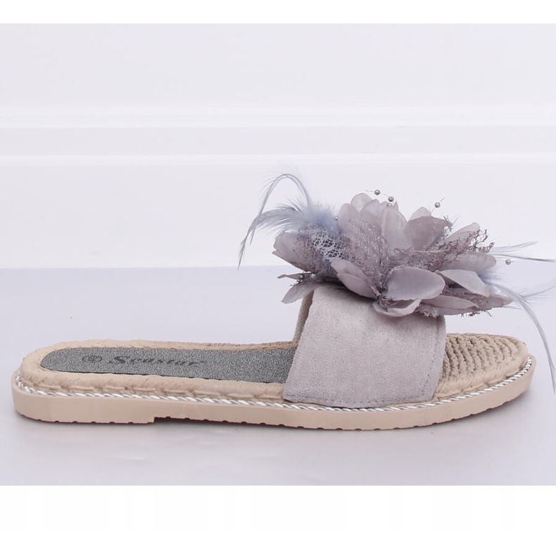 Gris Zapatillas de mujer grises con plumas CK131P Gris violeta 1