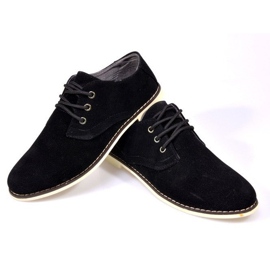 Elegantes zapatos de ante 611 negro 1