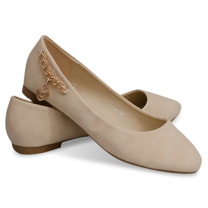 Bailarinas Con Cadena De Oro Y Corazón Y20-90B Beige negro 1