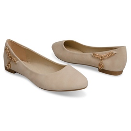 Bailarinas Con Cadena De Oro Y Corazón Y20-90B Beige negro 2