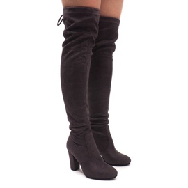 Botas de ante en el poste 6221-2 gris 5