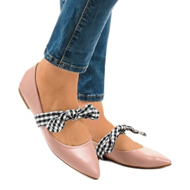 Bailarinas rosas con cordones y lazos NK07P rosado 1