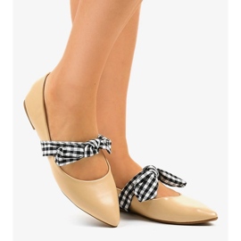 BM Bailarinas beige con lazos con cordones NK07P 1