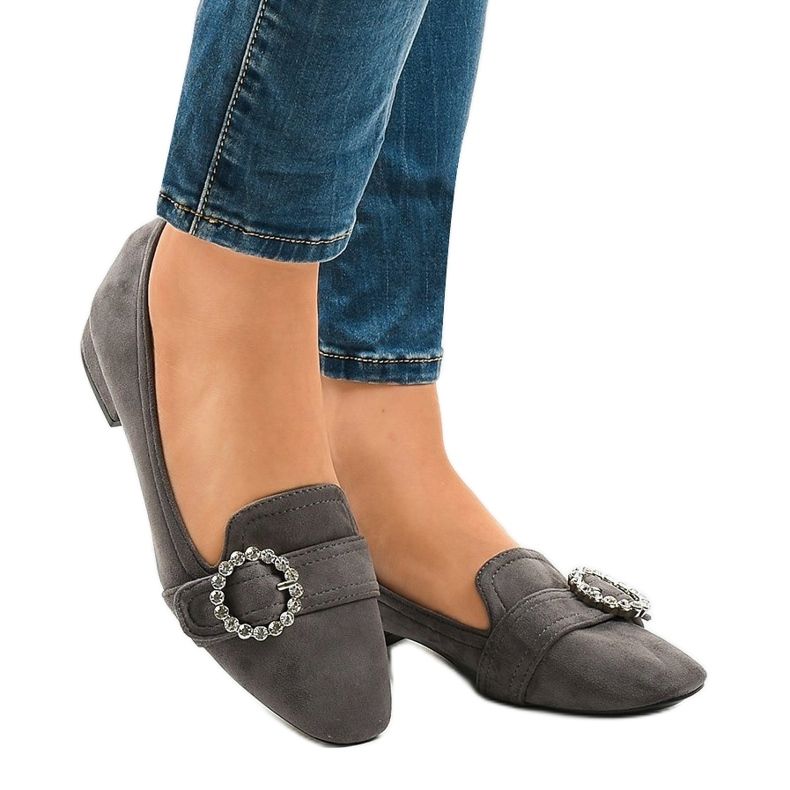 Tacones de ante gris L419 1