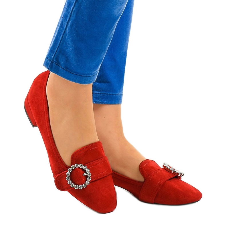 Tacones de ante rojo L419 1