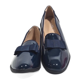 Mocasines de mujer azul marino con lazo F158 2