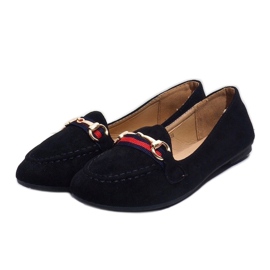 Bailarinas mocasines negros con hebilla B2027 2
