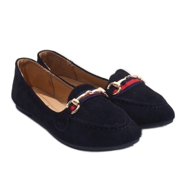 Bailarinas mocasines negros con hebilla B2027 4