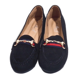 Bailarinas mocasines negros con hebilla B2027 3