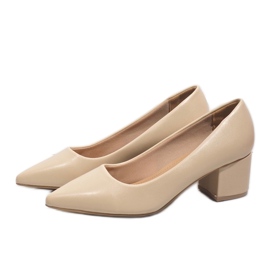 Zapatos de salón beige clásicos en el pilar A-3371 2