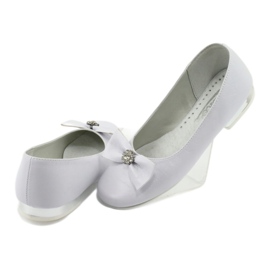 Ballerinas de niñas de cuero White Miko 800 con arco blanco 4