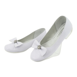 Ballerinas de niñas de cuero White Miko 800 con arco blanco 3