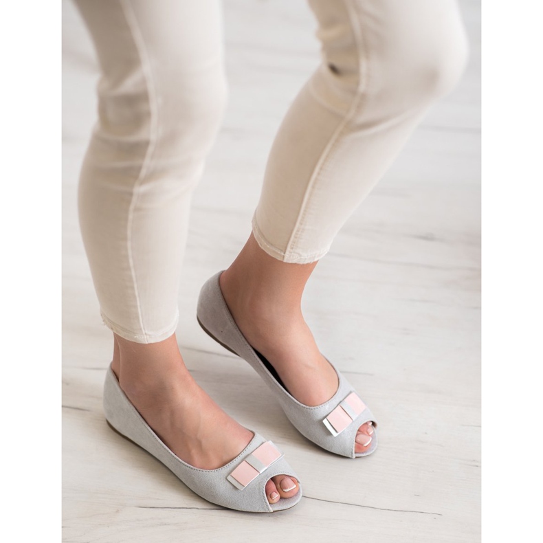 Vinceza Bailarinas de punta abierta gris 1