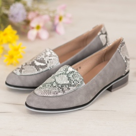 Mocasines VINCEZA con estampado de serpiente gris 4