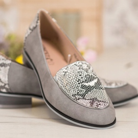 Mocasines VINCEZA con estampado de serpiente gris 3
