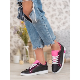Ideal Shoes Zapatillas de deporte de moda con cuero ecológico negro multicolor 3