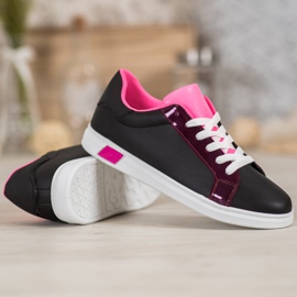Ideal Shoes Zapatillas de deporte de moda con cuero ecológico negro multicolor 4