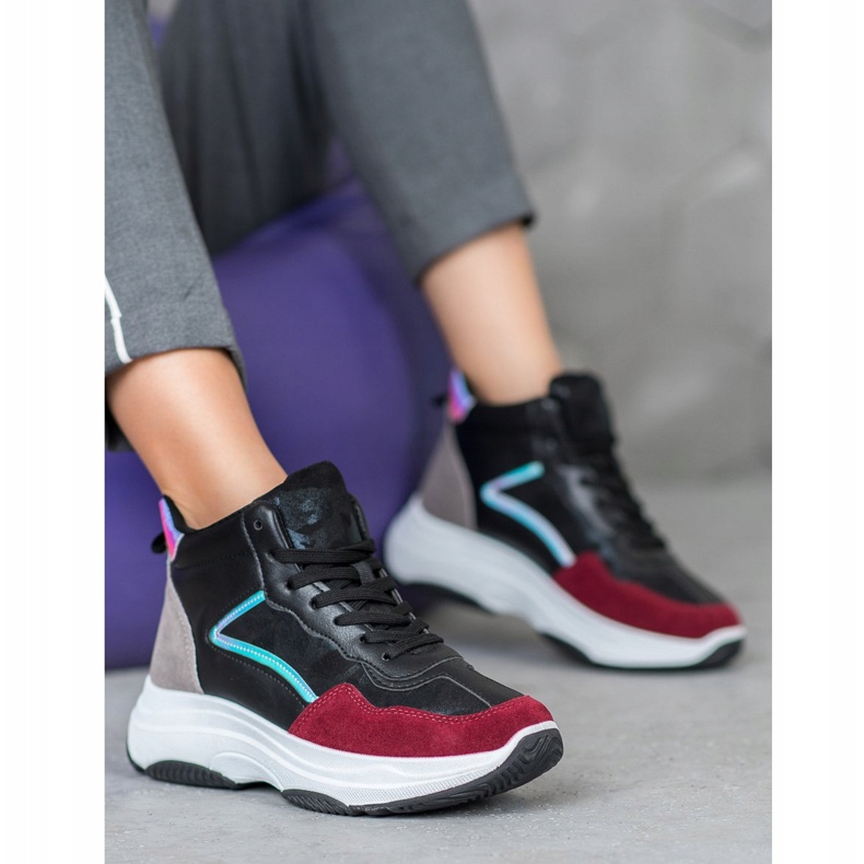 Ideal Shoes Botas altas en la plataforma negro multicolor 1 Ideal Shoes Botas altas en la plataforma negro multicolor 1