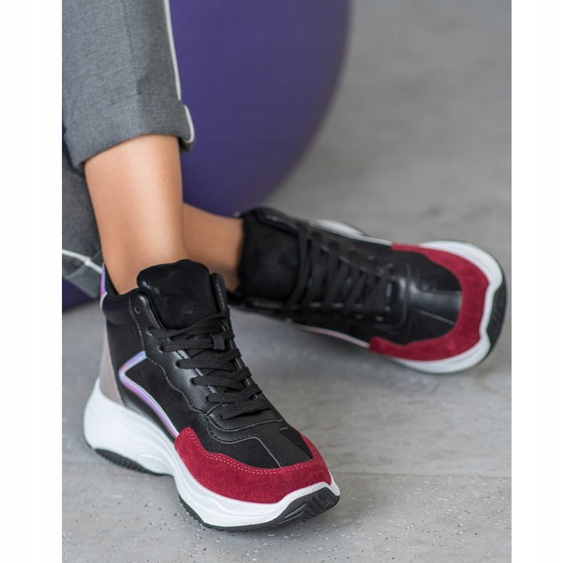 Ideal Shoes Botas altas en la plataforma negro multicolor 2 Ideal Shoes Botas altas en la plataforma negro multicolor 2