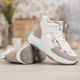 Ideal Shoes Botas altas en la plataforma blanco marrón multicolor 5