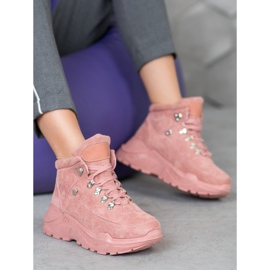 Queentina Zapatillas de gamuza rosado 2