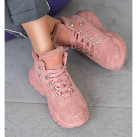 Queentina Zapatillas de gamuza rosado 1