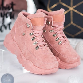Queentina Zapatillas de gamuza rosado 4