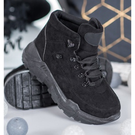 Queentina Zapatillas de gamuza negro 5