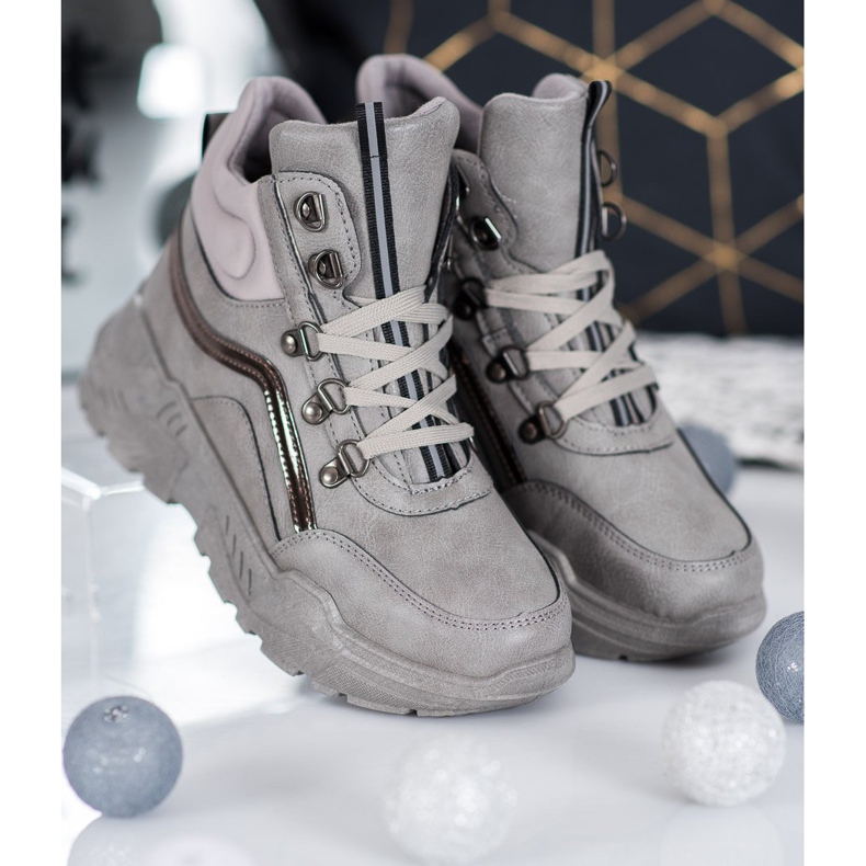 Queentina Zapatillas cálidas gris 2