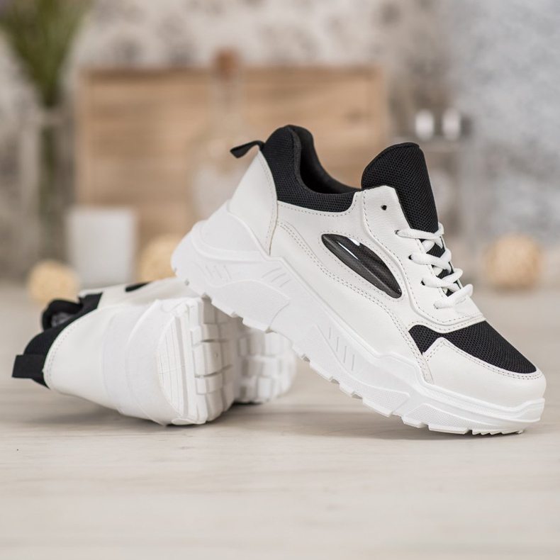 SHELOVET Zapatillas cómodas blanco negro 1