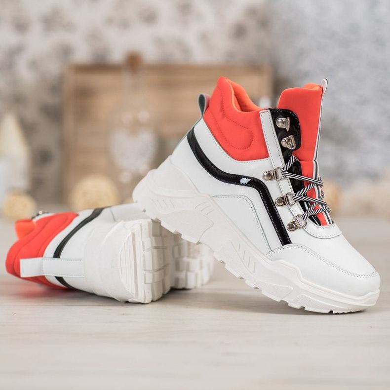 Ideal Shoes Botas de moda blanco naranja multicolor 1