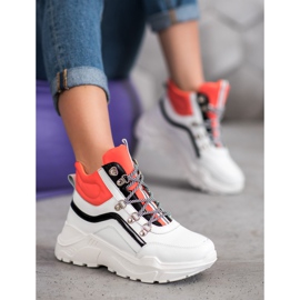 Ideal Shoes Botas de moda blanco naranja multicolor 3