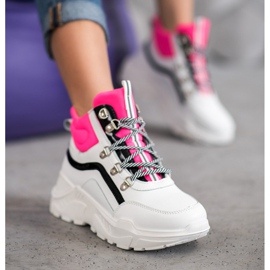 Ideal Shoes Botas de moda blanco rosado multicolor 2